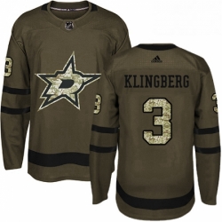 Mens Adidas Dallas Stars 3 John Klingberg Premier Green Salute to Service NHL Jersey 