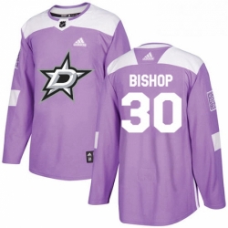 Mens Adidas Dallas Stars 30 Ben Bishop Authentic Purple Fights Cancer Practice NHL Jersey 