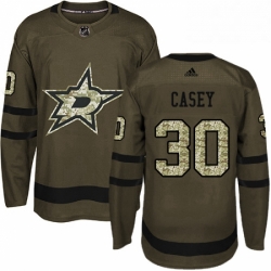 Mens Adidas Dallas Stars 30 Jon Casey Authentic Green Salute to Service NHL Jersey 