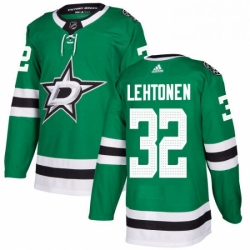 Mens Adidas Dallas Stars 32 Kari Lehtonen Authentic Green Home NHL Jersey 