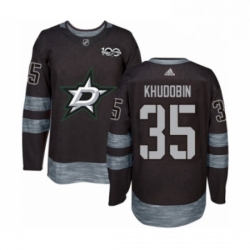 Mens Adidas Dallas Stars 35 Anton Khudobin Authentic Black 1917 2017 100th Anniversary NHL Jersey 