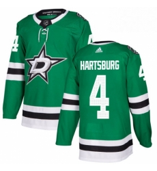 Mens Adidas Dallas Stars 4 Craig Hartsburg Authentic Green Home NHL Jersey 