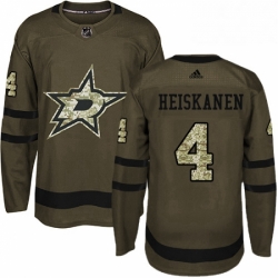 Mens Adidas Dallas Stars 4 Miro Heiskanen Authentic Green Salute to Service NHL Jersey 