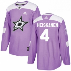 Mens Adidas Dallas Stars 4 Miro Heiskanen Authentic Purple Fights Cancer Practice NHL Jersey 