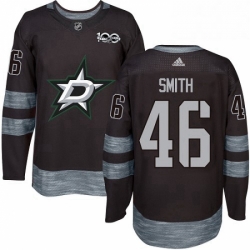 Mens Adidas Dallas Stars 46 Gemel Smith Authentic Black 1917 2017 100th Anniversary NHL Jersey 
