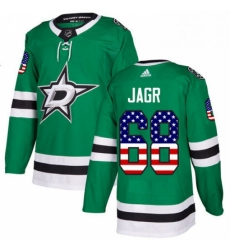 Mens Adidas Dallas Stars 68 Jaromir Jagr Authentic Green USA Flag Fashion NHL Jersey 