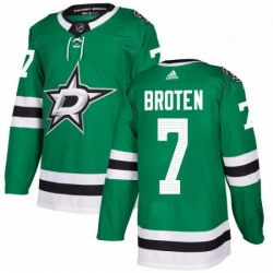 Mens Adidas Dallas Stars 7 Neal Broten Authentic Green Home NHL Jersey 