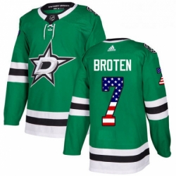 Mens Adidas Dallas Stars 7 Neal Broten Authentic Green USA Flag Fashion NHL Jersey 