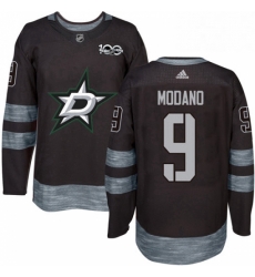 Mens Adidas Dallas Stars 9 Mike Modano Authentic Black 1917 2017 100th Anniversary NHL Jersey 