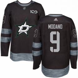 Mens Adidas Dallas Stars 9 Mike Modano Authentic Black 1917 2017 100th Anniversary NHL Jersey 