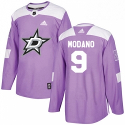 Mens Adidas Dallas Stars 9 Mike Modano Authentic Purple Fights Cancer Practice NHL Jersey 