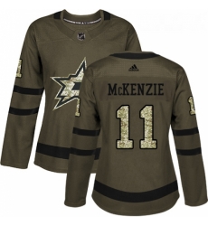 Womens Adidas Dallas Stars 11 Curtis McKenzie Authentic Green Salute to Service NHL Jersey 