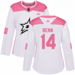 Womens Adidas Dallas Stars 14 Jamie Benn Authentic WhitePink Fashion NHL Jersey 