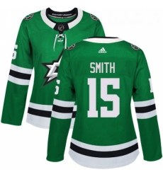 Womens Adidas Dallas Stars 15 Bobby Smith Authentic Green Home NHL Jersey 