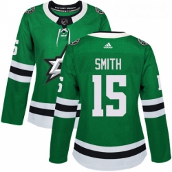 Womens Adidas Dallas Stars 15 Bobby Smith Authentic Green Home NHL Jersey 