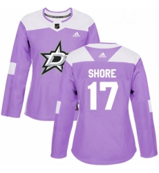 Womens Adidas Dallas Stars 17 Devin Shore Authentic Purple Fights Cancer Practice NHL Jersey 