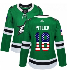 Womens Adidas Dallas Stars 18 Tyler Pitlick Authentic Green USA Flag Fashion NHL Jersey 