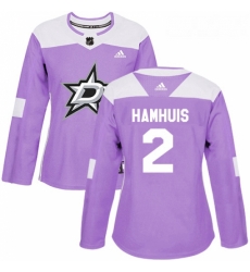 Womens Adidas Dallas Stars 2 Dan Hamhuis Authentic Purple Fights Cancer Practice NHL Jersey 