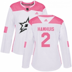 Womens Adidas Dallas Stars 2 Dan Hamhuis Authentic WhitePink Fashion NHL Jersey 