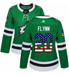 Womens Adidas Dallas Stars 20 Brian Flynn Authentic Green USA Flag Fashion NHL Jersey 