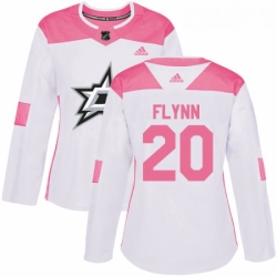 Womens Adidas Dallas Stars 20 Brian Flynn Authentic WhitePink Fashion NHL Jersey 