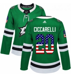 Womens Adidas Dallas Stars 20 Dino Ciccarelli Authentic Green USA Flag Fashion NHL Jersey 