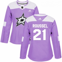 Womens Adidas Dallas Stars 21 Antoine Roussel Authentic Purple Fights Cancer Practice NHL Jersey 