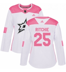 Womens Adidas Dallas Stars 25 Brett Ritchie Authentic WhitePink Fashion NHL Jersey 