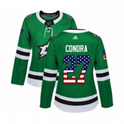 Womens Adidas Dallas Stars 27 Erik Condra Authentic Green USA Flag Fashion NHL Jersey 