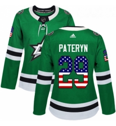 Womens Adidas Dallas Stars 29 Greg Pateryn Authentic Green USA Flag Fashion NHL Jersey 