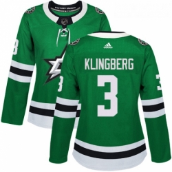 Womens Adidas Dallas Stars 3 John Klingberg Authentic Green Home NHL Jersey 