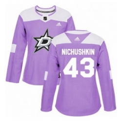 Womens Adidas Dallas Stars 43 Valeri Nichushkin Authentic Purple Fights Cancer Practice NHL Jersey 