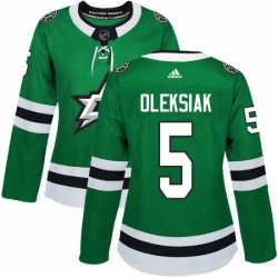 Womens Adidas Dallas Stars 5 Jamie Oleksiak Authentic Green Home NHL Jersey 