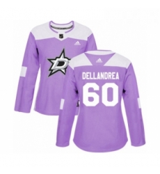 Womens Adidas Dallas Stars 60 Ty Dellandrea Authentic Purple Fights Cancer Practice NHL Jersey 