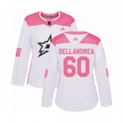 Womens Adidas Dallas Stars 60 Ty Dellandrea Authentic White Pink Fashion NHL Jersey 