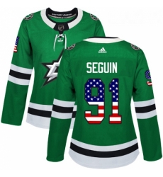 Womens Adidas Dallas Stars 91 Tyler Seguin Authentic Green USA Flag Fashion NHL Jersey 