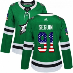 Womens Adidas Dallas Stars 91 Tyler Seguin Authentic Green USA Flag Fashion NHL Jersey 