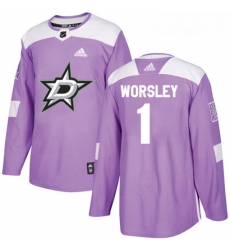 Youth Adidas Dallas Stars 1 Gump Worsley Authentic Purple Fights Cancer Practice NHL Jersey 