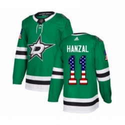 Youth Adidas Dallas Stars 11 Martin Hanzal Authentic Green USA Flag Fashion NHL Jersey 