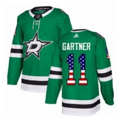 Youth Adidas Dallas Stars 11 Mike Gartner Authentic Green USA Flag Fashion NHL Jersey 