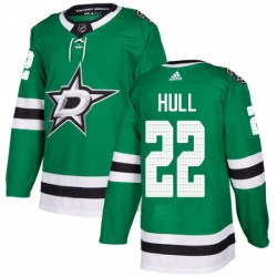 Youth Adidas Dallas Stars 22 Brett Hull Authentic Green Home NHL Jersey 