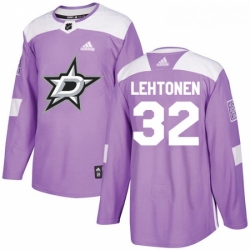 Youth Adidas Dallas Stars 32 Kari Lehtonen Authentic Purple Fights Cancer Practice NHL Jersey 