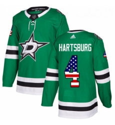 Youth Adidas Dallas Stars 4 Craig Hartsburg Authentic Green USA Flag Fashion NHL Jersey 