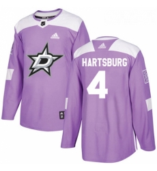 Youth Adidas Dallas Stars 4 Craig Hartsburg Authentic Purple Fights Cancer Practice NHL Jersey 