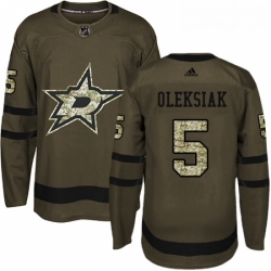 Youth Adidas Dallas Stars 5 Jamie Oleksiak Authentic Green Salute to Service NHL Jersey 