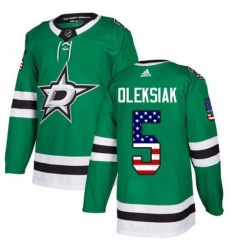 Youth Adidas Dallas Stars 5 Jamie Oleksiak Authentic Green USA Flag Fashion NHL Jersey 