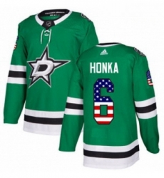 Youth Adidas Dallas Stars 6 Julius Honka Authentic Green USA Flag Fashion NHL Jersey 