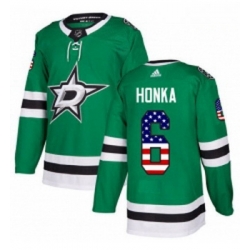 Youth Adidas Dallas Stars 6 Julius Honka Authentic Green USA Flag Fashion NHL Jersey 