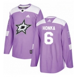 Youth Adidas Dallas Stars 6 Julius Honka Authentic Purple Fights Cancer Practice NHL Jersey 