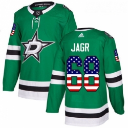 Youth Adidas Dallas Stars 68 Jaromir Jagr Authentic Green USA Flag Fashion NHL Jersey 